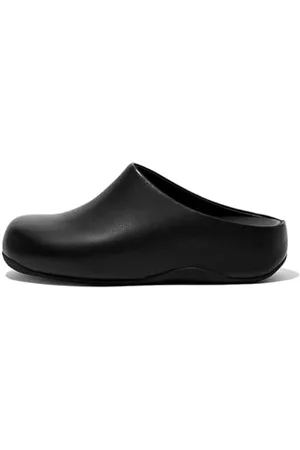 FitFlop Femme SHUV Leather Sabots, Black, 36 EU