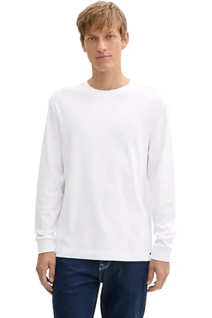 TOM TAILOR 1045637 T-Shirt à Manches Longues, Blanc 20000, L Hommes