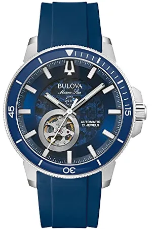 BULOVA Hommes Analogique Automatique Montre avec Bracelet en Silicone 96A303