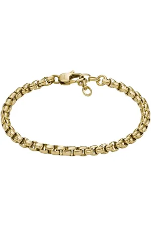 Fossil Bracelet à maillons All Stacked Up en acier inoxydable de couleur or, JF04561710