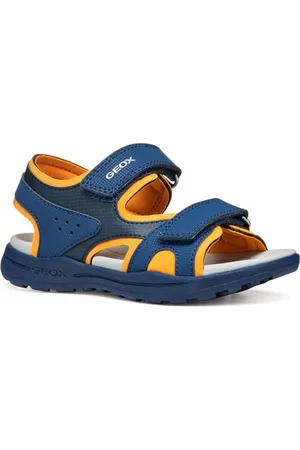 Geox J VANIETT Boy C Sandale, Navy/Orange, 34 EU