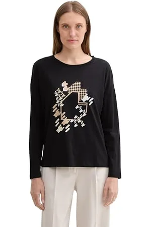TOM TAILOR 1044203 T-Shirt à Manches Longues, 14482-Deep Black, M Femmes
