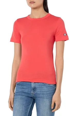 Champion Legacy Icons Tonal Logo W – Coton Doux 1 x 1 côte S/S col Rond T-Shirt, , S Femme