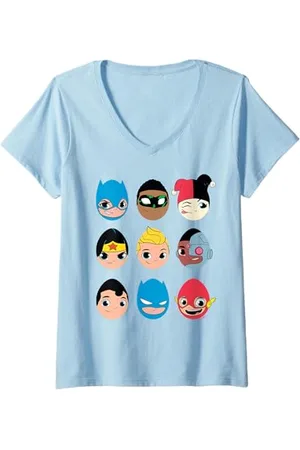 DC Comics Originals Femme DC Super Friends Easter Egg Heads T-Shirt avec Col en V