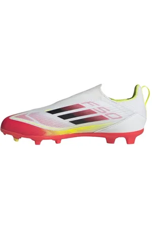 adidas Mixte F50 League Laceless Football Boots FG/MG Kids Basket, FTWR White/Core Black/Solar Yellow, 36 EU
