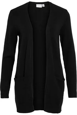 VILA VIRIL Open L/S Knit Cardigan-Noos, Black, XXL Femme
