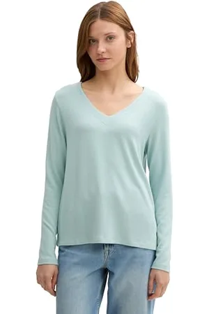 TOM TAILOR 1044449 T-Shirt à Manches Longues, 30914-Tourmaline Melange, L Femmes