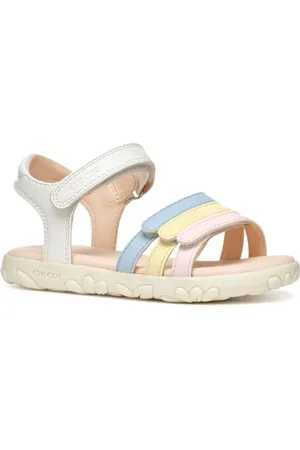 Geox J Sandal Haiti Girl, White/Multicolor, 24 EU