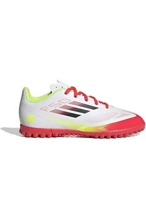 adidas Mixte F50 Club Football Boots Turf Kids Basket, FTWR White/Core Black/Solar Yellow, 37 1/3 EU