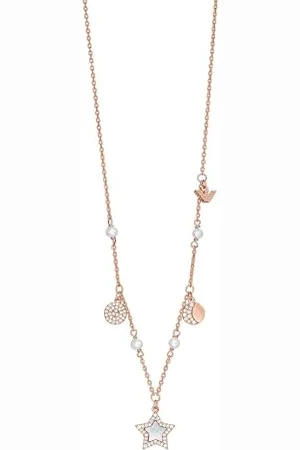 Emporio Armani Collier à pampilles en laiton, doré rose, pour femme, EGS3106221