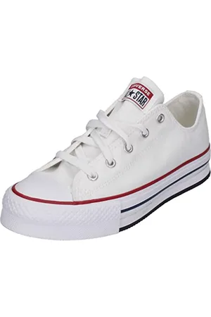 Converse Chuck Taylor All Star EVA Lift Canvas Platform Sneaker, White/Garnet/Navy, 38.5 EU