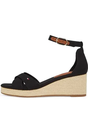 Tommy Hilfiger Espadrilles Compensées Femme Flag Criss-Cros Mid à Bride Cheville, (Black), 40