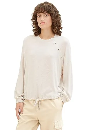 TOM TAILOR 1038173 T-Shirt à Manches Longues, 32398-Clouds Grey Melange, S Femme