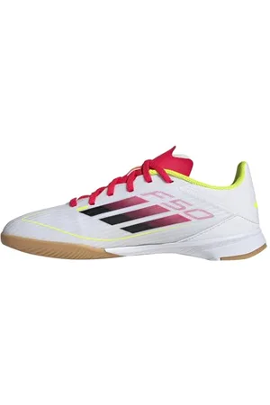 adidas Mixte F50 League Football Boots Indoor Kids Basket, FTWR White/Core Black/Solar Yellow, 37 1/3 EU