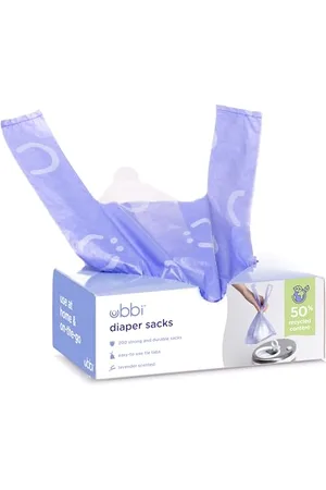 Ubbi Disposable Diaper Sacks, Lavender Scented, Easy-To-Tie Tabs, Diaper Disposal or Pet Waste Bags, 200 Count