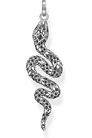 Thomas Sabo Pendentif serpent pour homme en argent sterling 925 noirci avec zircons noirs 56 x 15 mm PE945-643-11, H: ca. 56mm / B: ca. 15mm, Argent sterling, Zircone cubique