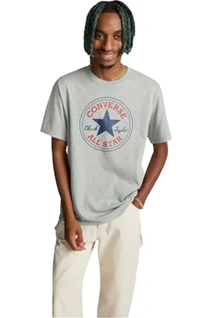 Converse 10025459-A07 Stand FIT Chuck Patch Core Tee VGH T-Shirt Unisex Adult Charcoal/Red Taille XL