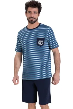 ATHENA Rayures Waves,Pyjama Court Col O,Nuit Homme