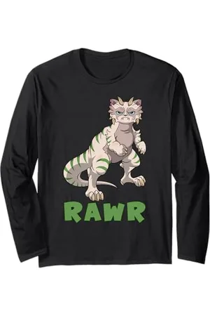 Grumpy Cat Chat grincheux dinosaure - RAWR Manche Longue