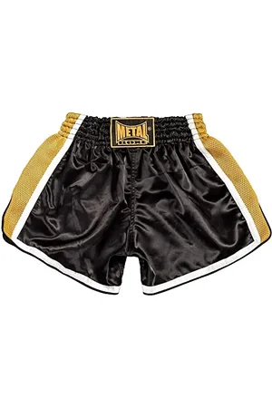 Metal Boxe Short Thaï Kickboxing Extrem Noir/Gold L