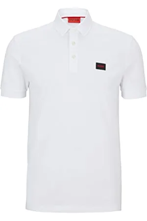 HUGO BOSS Hommes Dereso232 Polo Slim Fit en piqué de Coton avec étiquette Logo Rouge
