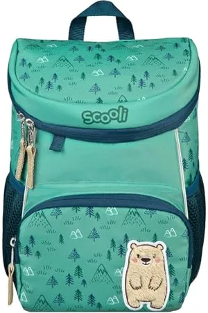 SCOOLI Mini-Me Nursery Backpack - Ergonomic Backpack for Children, with Removable Chest Strap, 8 L, for Girls and Boys (Bobby Bear), Green”