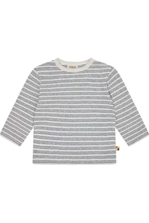 loud + proud Streifen mit Leinen und Bio Baumwolle, Gots Zertifiziert T-Shirt à Manches Longues, , 86-92 Mixte Enfant