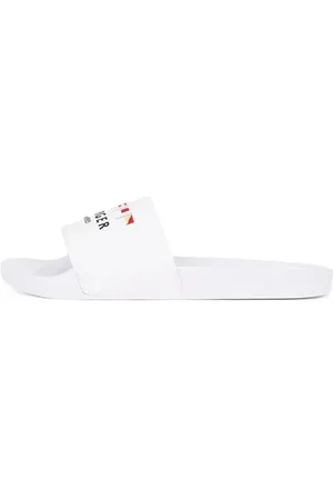Tommy Hilfiger Claquettes Homme Flags avec Logo, Blanc , 40