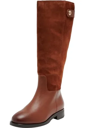 Tommy Hilfiger Femme TH Stud Leather Mix Long Boot (FW0FW08341 Bottes Hautes, Marron (Cognac Brown), 36 EU