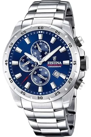 Festina Montre Chrono Sport Bleu, Bracelet en Acier, Homme