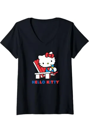 Hello Kitty Femme Cinéma T-Shirt avec Col en V