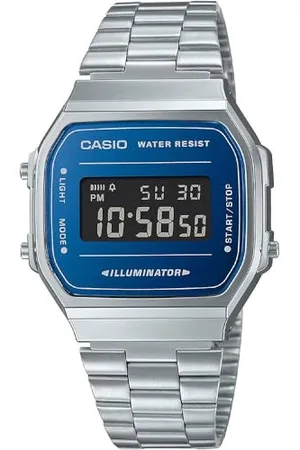 Casio Montre Quartz Unisexe 38.60mm avec Cadran Digitale et Bracelet en Bracelet en Acier Argent A168WEM-2BEF