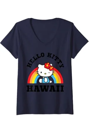Hello Kitty Femme Hawaï T-Shirt avec Col en V