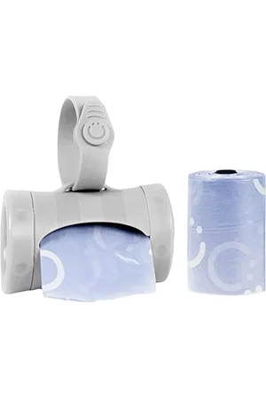 Ubbi Retractable On the Go Bag Dispenser for Baby Travel, Diaper Bag Accessory Must Have for Newborn, Helpful Baby Item, Baby Gift, Lavender Scented, Gray