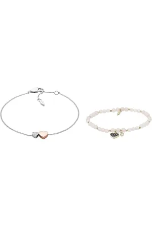 Fossil Bracelet Pour Femmes Motifs Vintage, 16.5 Cm + 0.4 Cm Bracelet En Acier Inoxydable Argenté & Bracelet Pour Femmes Bien-Être, Longueur Intérieure:165mm