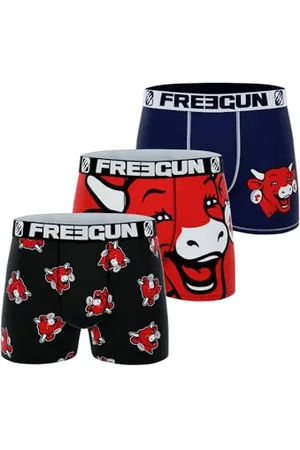Freegun Boxer Homme Vache Qui rit, Caleçon Homme Authentique et Ultra-Doux (Lot de 3), Taille XL