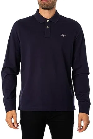 GANT REG LS Rugger À Manches Longues en Piqué Shield Regular, Evening Blue, 4XL Homme