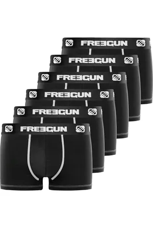 Freegun Boxer Homme Coton, Caleçon Homme Ultra-Doux et Stretch (Lot de 6), , Taille L