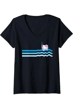 Hello Kitty Femme Snorkel T-Shirt avec Col en V