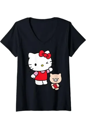 Hello Kitty Femme Amis de T-Shirt avec Col en V