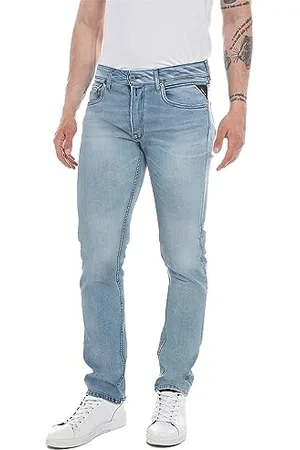 Replay Herren Jeans Grover Straight-Fit mit Comfort Stretch, Bleu clair 010 (Blau), 34W / 30L