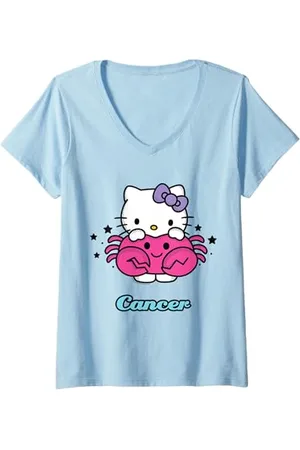 Hello Kitty Femme Signe astrologique Cancer T-Shirt avec Col en V