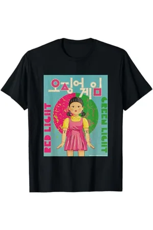 Squid Game Poupée avec logo coréen - Rouge et vert clair T-Shirt