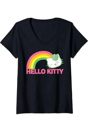 Hello Kitty Femme Lucky Rainbow T-Shirt avec Col en V
