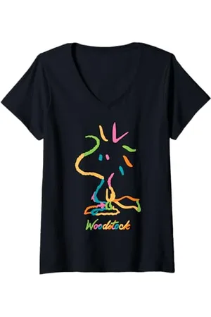 Peanuts Femme Cacahuètes - Woodstock surdimensionné T-Shirt avec Col en V