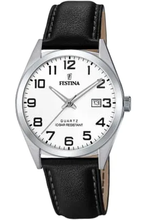 Festina Montre Classics Blanc, Bracelet en Cuir, Homme