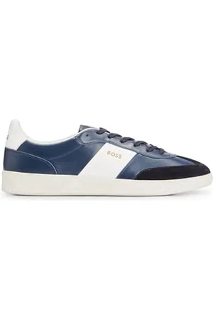 HUGO BOSS Hommes Brandon Tenn Baskets en Cuir et Cuir suédé avec Logos emés