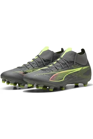 PUMA Mixte Ultra 5 Match+ FG/AG Chaussure de Football, Matte Aged Silver-Yellow Alert Aged Silver, 46.5 EU