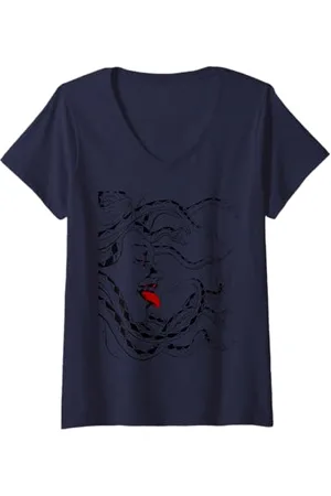 Méduse Femme embrassant le serpent T-Shirt avec Col en V