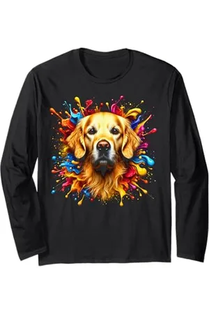 MyAnimal - Your Favourite Animal Wear Adorable golden retriever dans des éclaboussures de couleurs vives Manche Longue